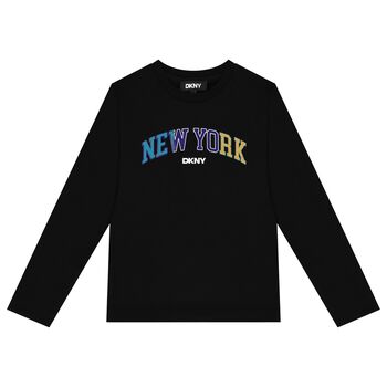 Boys Black Logo Long Sleeve Top