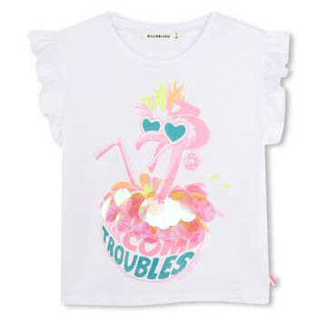 Girls White Flamingo T-Shirt