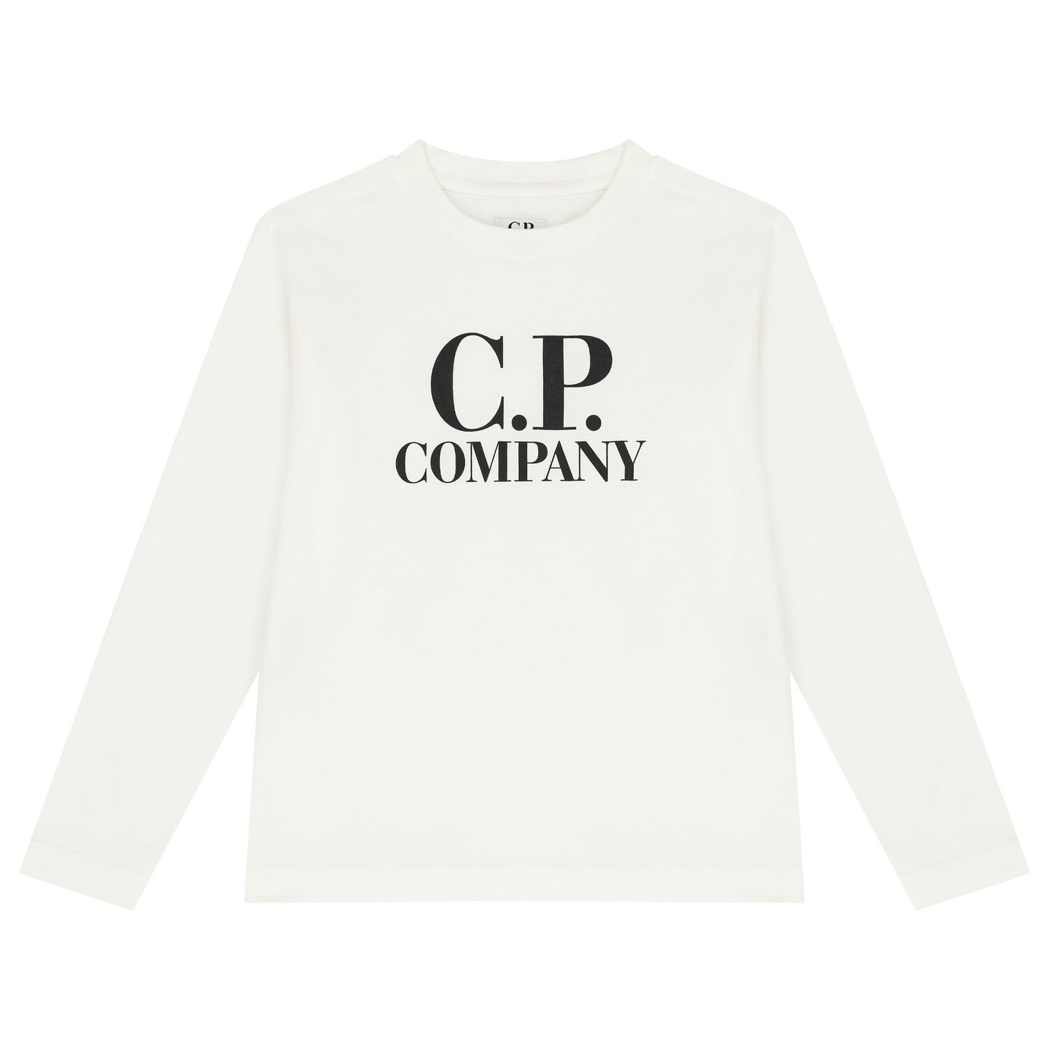 Boys White Logo Long Sleeve Top, 1, hi-res