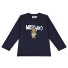 Navy Blue Teddy Bear Logo Long Sleeve Top, 2, hi-res