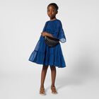 Girls Navy Blue Logo Tiered Dress, 1, hi-res