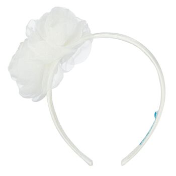 Girls White Flower Organza Headband