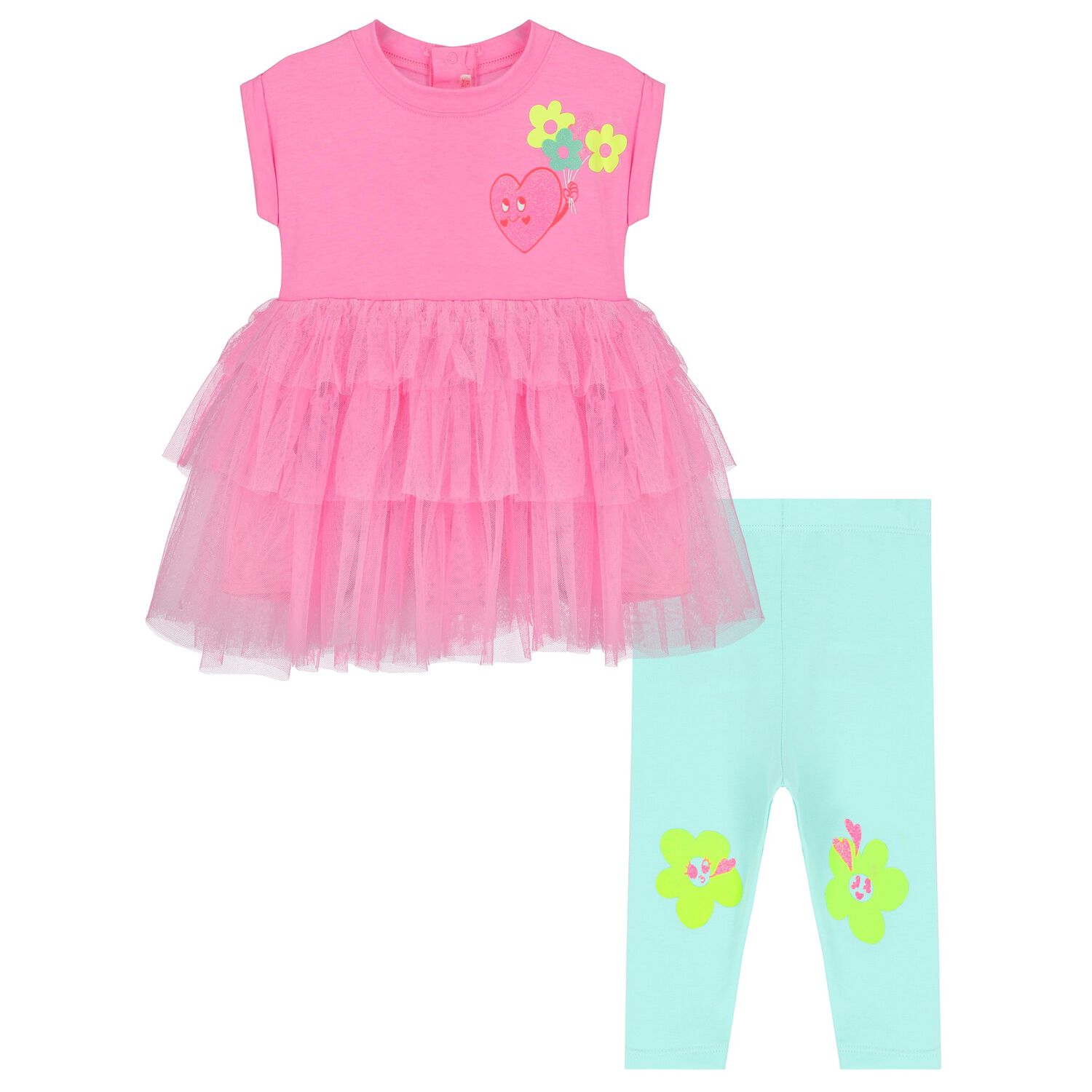 Younger Girls Pink & Aqua Dress Set, 1, hi-res