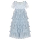 Girls Blue Embellished Tulle Dress, 1, hi-res