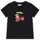 Girls Black Teddy Bear T-Shirt, 2, hi-res