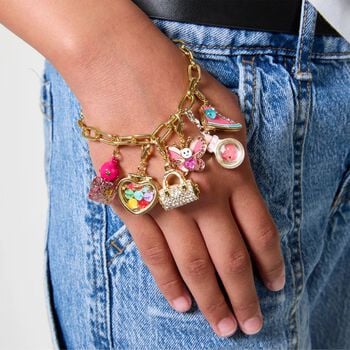 Girls Gold & Pink Nail Polish Charm
