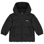 Younger Boys Black Logo Puffer Jacket, 1, hi-res