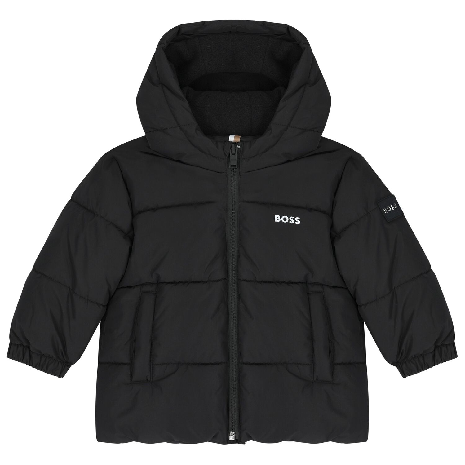 Younger Boys Black Logo Puffer Jacket, 1, hi-res image number null