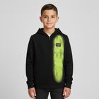 Boys Black Logo Hooded Zip Up Top, 1, hi-res