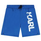 Boys Blue Logo Swim Shorts, 1, hi-res