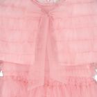 Girls Pink Ruffle Tulle Cape Dress, 1, hi-res