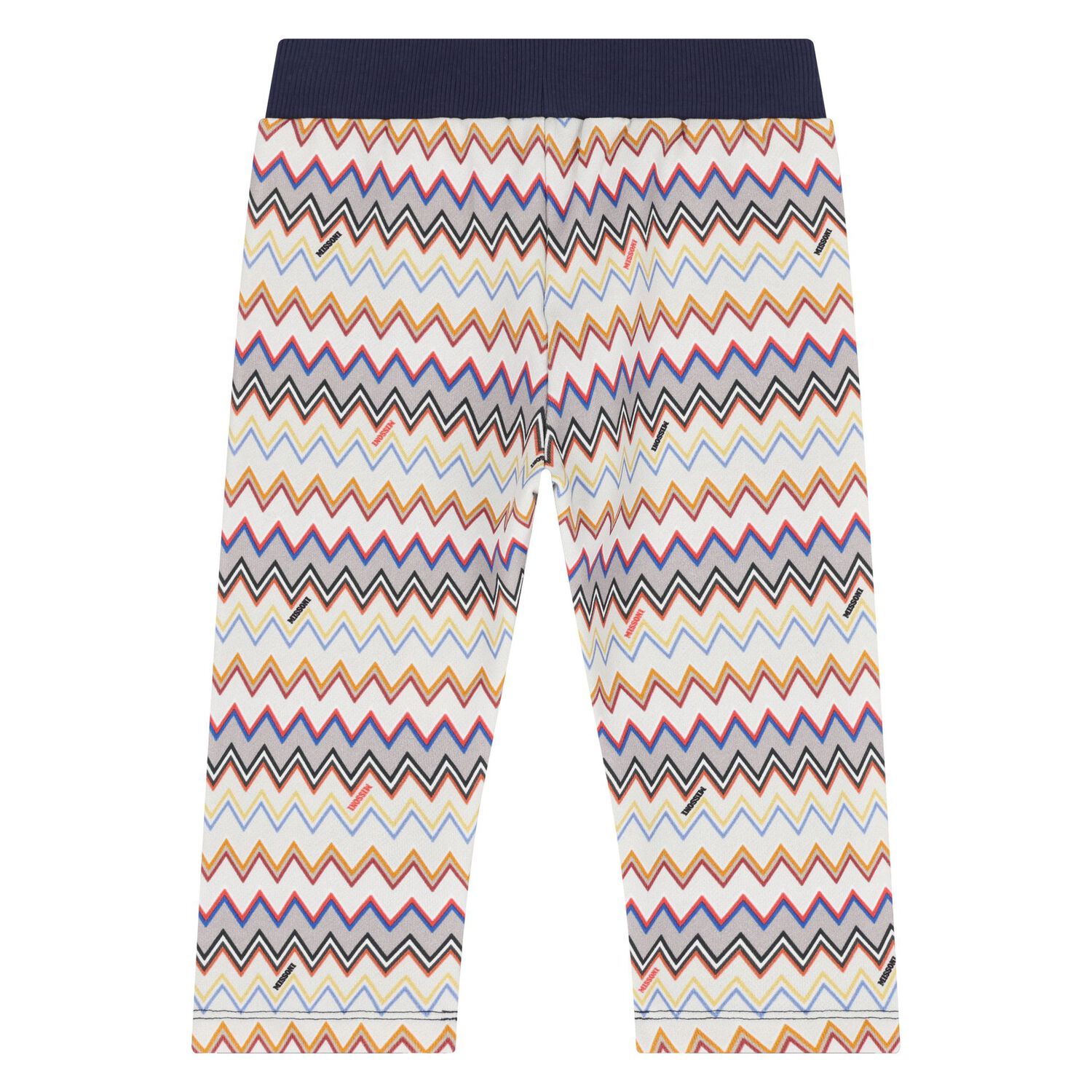 Younger Boys Navy Blue Zigzag Pants, 1, hi-res
