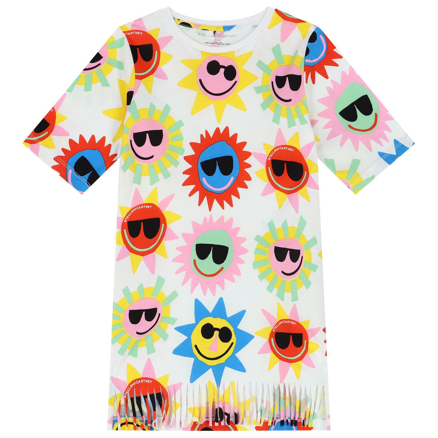 Girls White Sun T-Shirt Dress, 1, hi-res