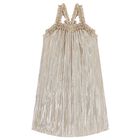 Girls Gold Metallic Pleated Dress, 1, hi-res