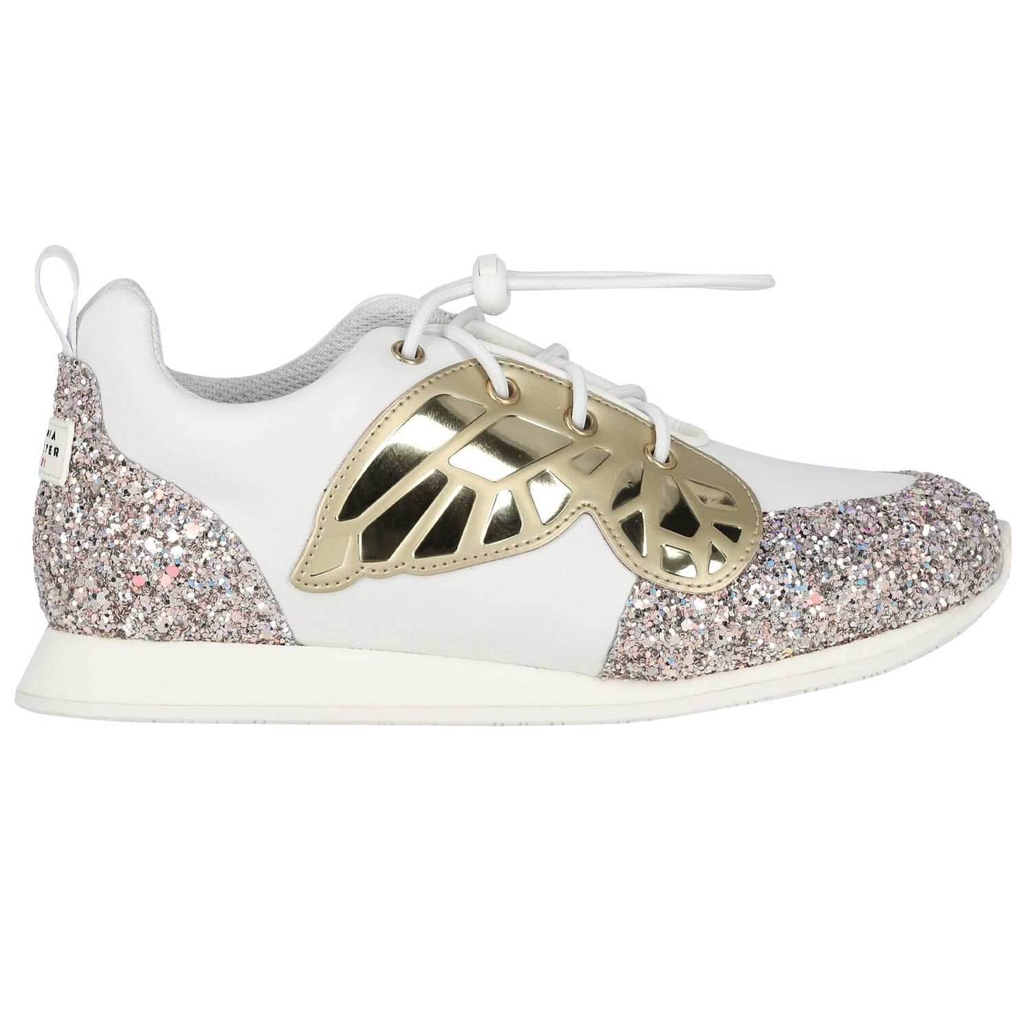 Girls White Embellished Butterfly Trainers, 1, hi-res image number null