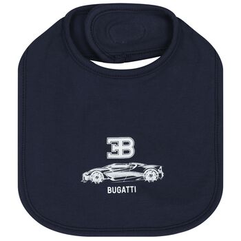 Baby Boys Navy Blue Logo Bib