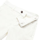 Younger Boys Off White Cotton Twill Shorts, 1, hi-res