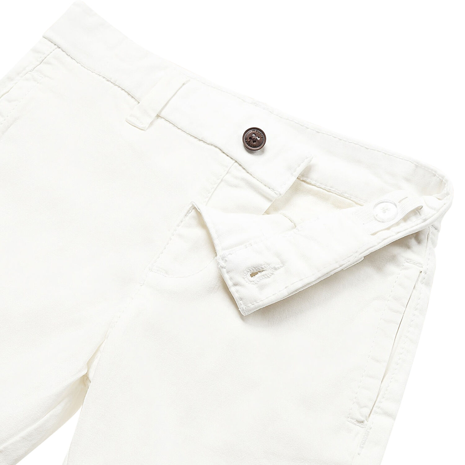 Younger Boys Off White Cotton Twill Shorts, 1, hi-res