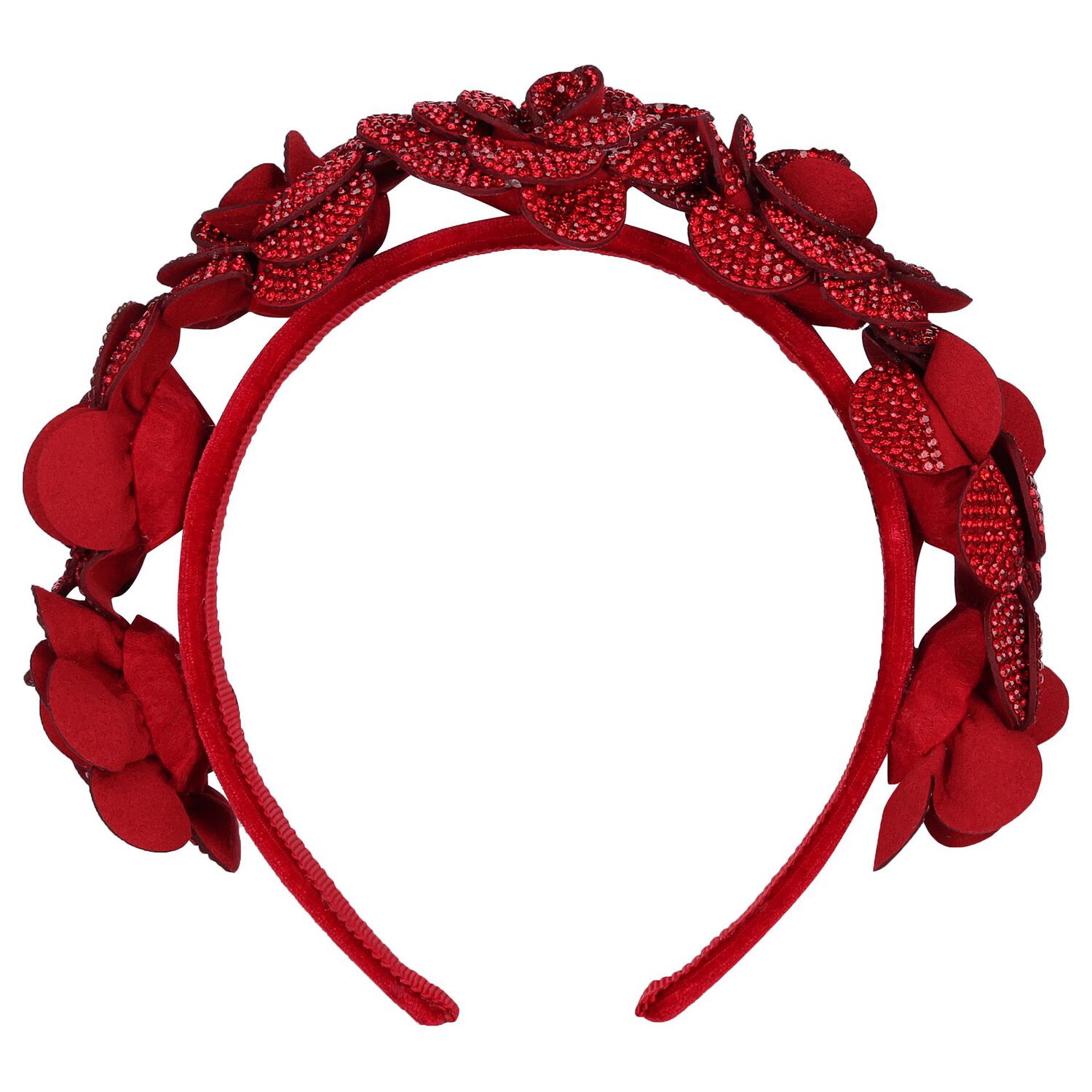 Girls Red Diamante Flower Headband, 1, hi-res