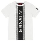 Boys White & Black Logo T-Shirt, 1, hi-res
