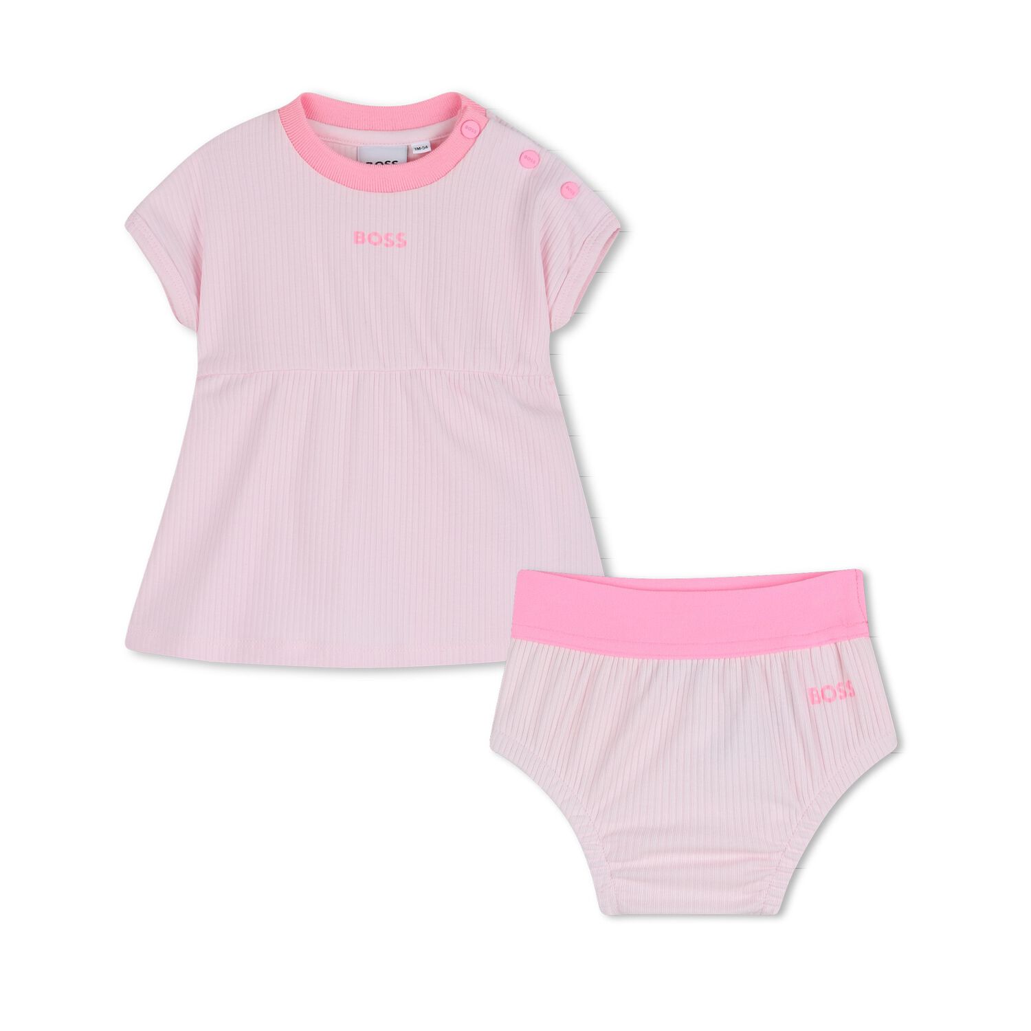 Baby Girls Pink Logo Dress Set, 1, hi-res