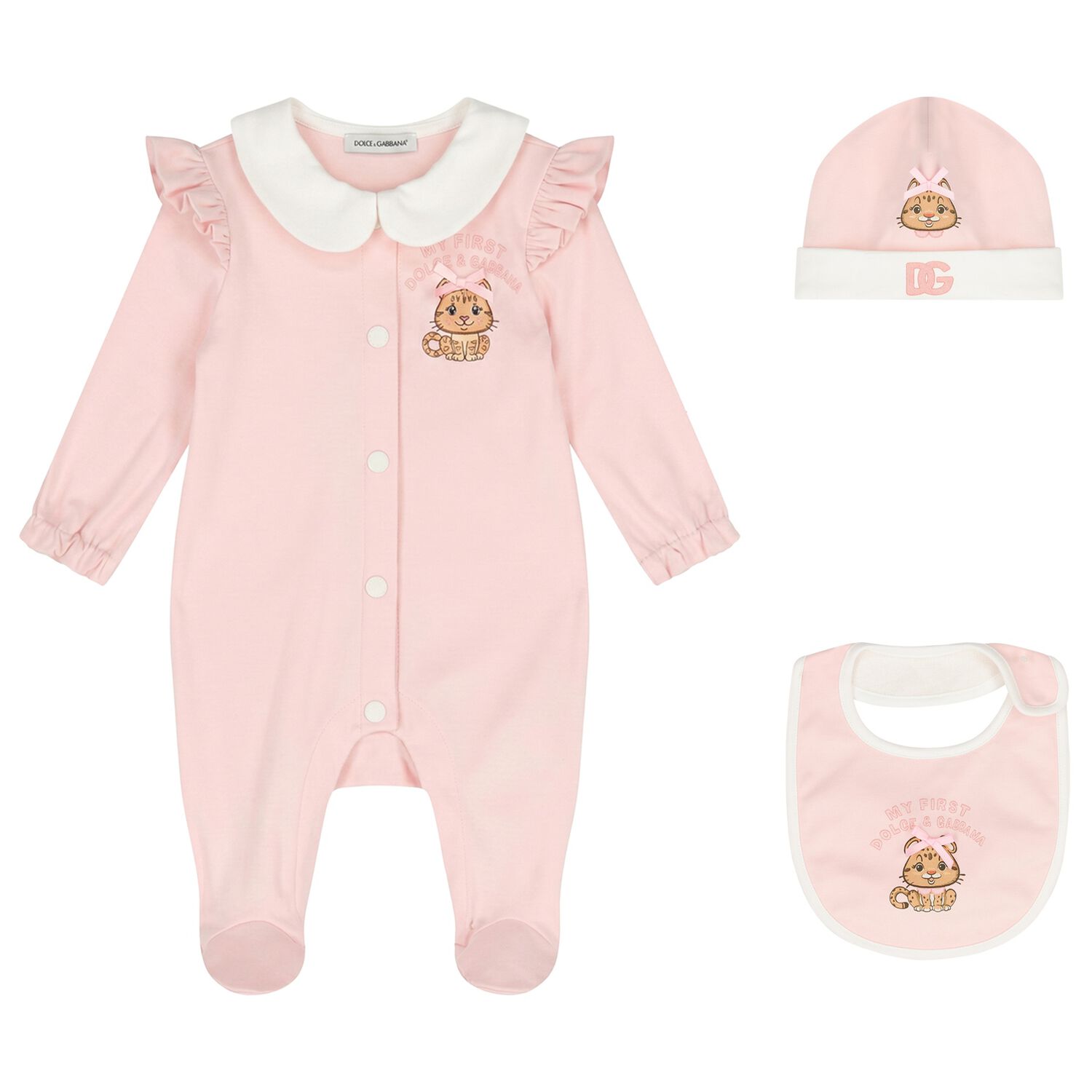 Baby Girls Pink & White Logo Babygrow Gift Set , 1, hi-res