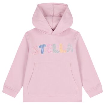 Stella McCartney  Girls Pink Logo Hooded Top, 1  Girls Pink Logo Hooded Top