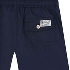 Boys Navy Blue Logo Swimshorts, 1, hi-res