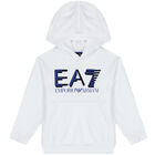 Boys White Logo Hooded Top, 2, hi-res