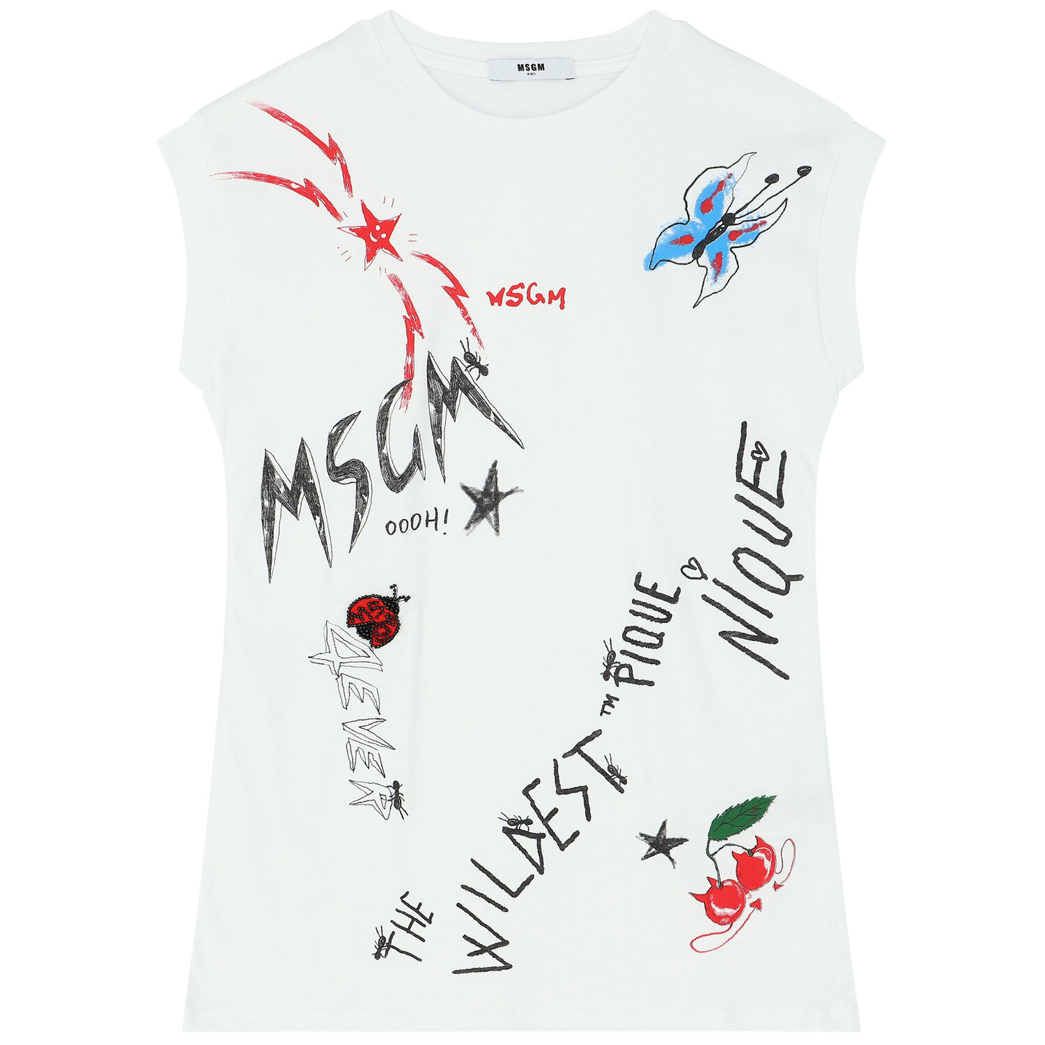 Girls White Logo Dress, 1, hi-res