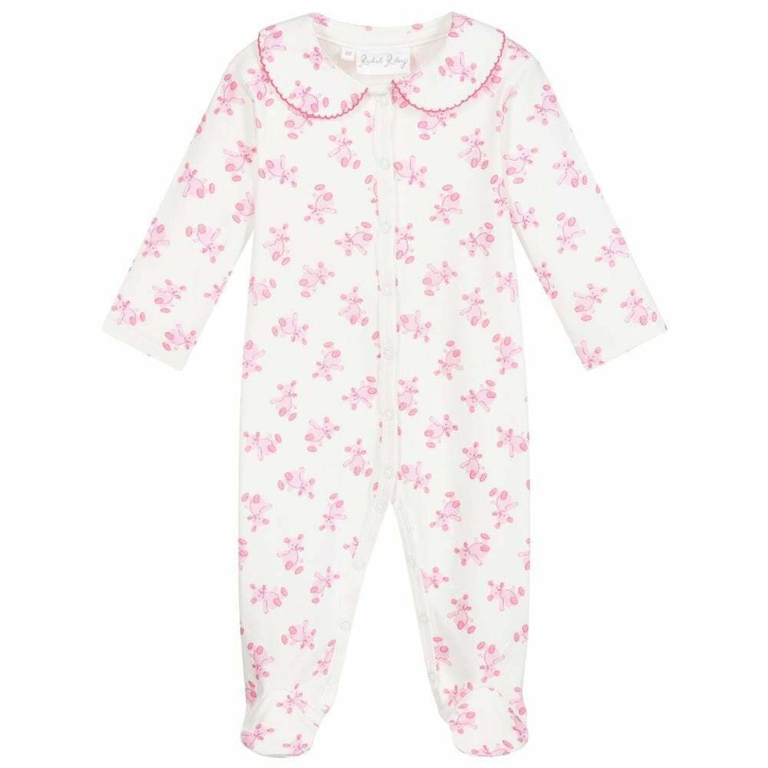 Baby Girls White & Pink Teddy Babygrow, 2, hi-res