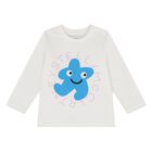 Younger Boys White Logo Long Sleeve Top, 1, hi-res