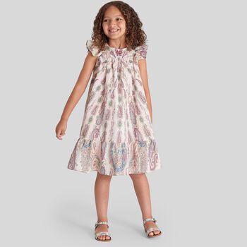Girls Muti-Coloured Embroidered Paisley Dress