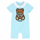 Baby Boys Blue Teddy Romper, 1, hi-res