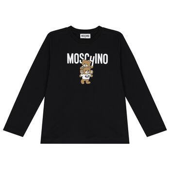 Moschino Black Teddy Bear Logo Long Sleeve Top, 1 Black Teddy Bear Logo Long Sleeve Top