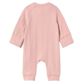 Baby Girls Pink Ribbed Romper