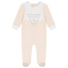 Baby Boys Beige Logo Babygrow, 1, hi-res