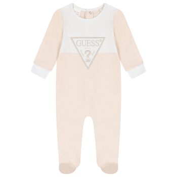 Baby Boys Beige Logo Babygrow