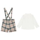 Baby Boys Ivory & Beige Check Shorts Set, 1, hi-res