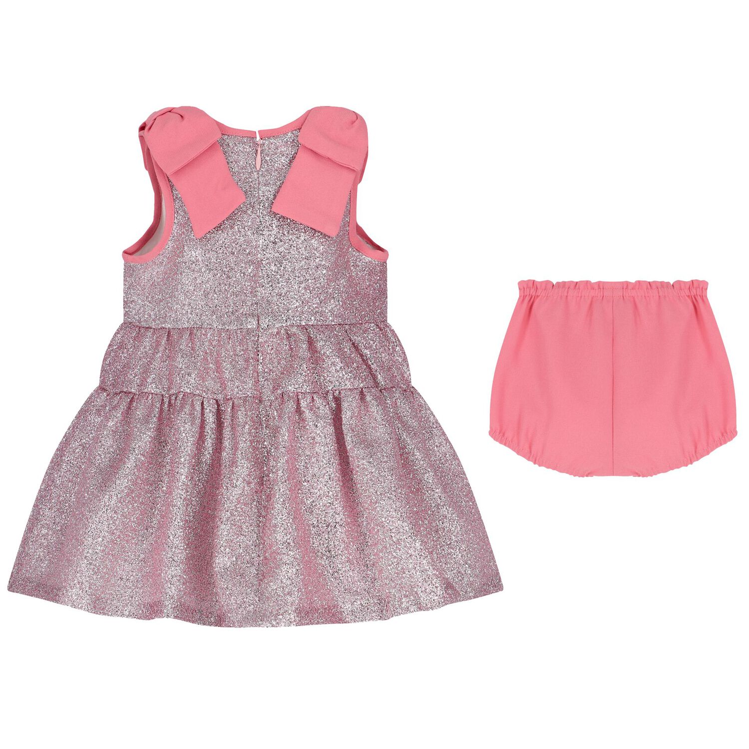 Baby Girls Pink Glitter Bow Dress, 1, hi-res image number null