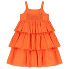 Girls Orange Ruffle Dress, 1, hi-res