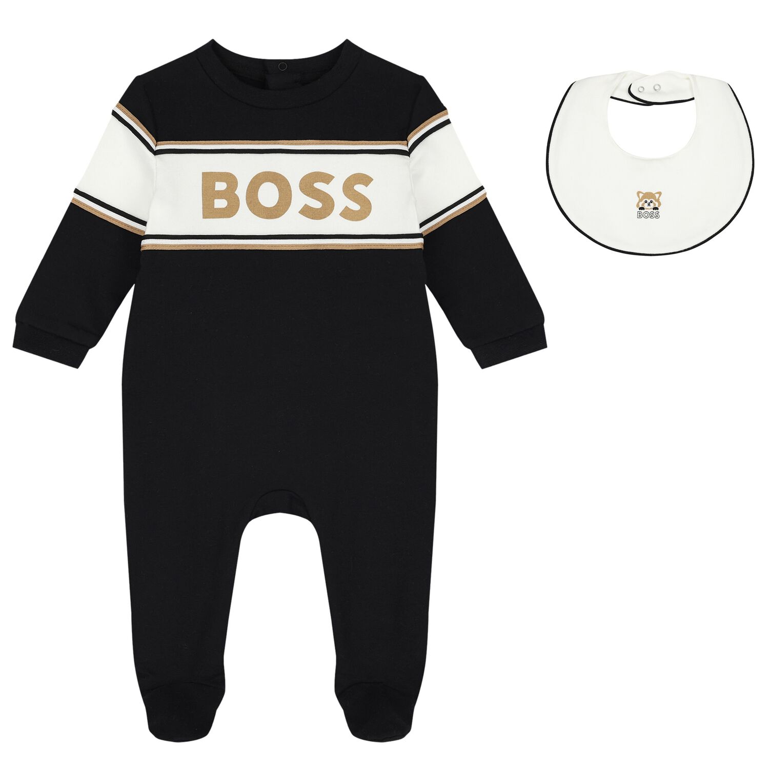 Baby Boys Black Logo Babygrow Gift Set, 1, hi-res