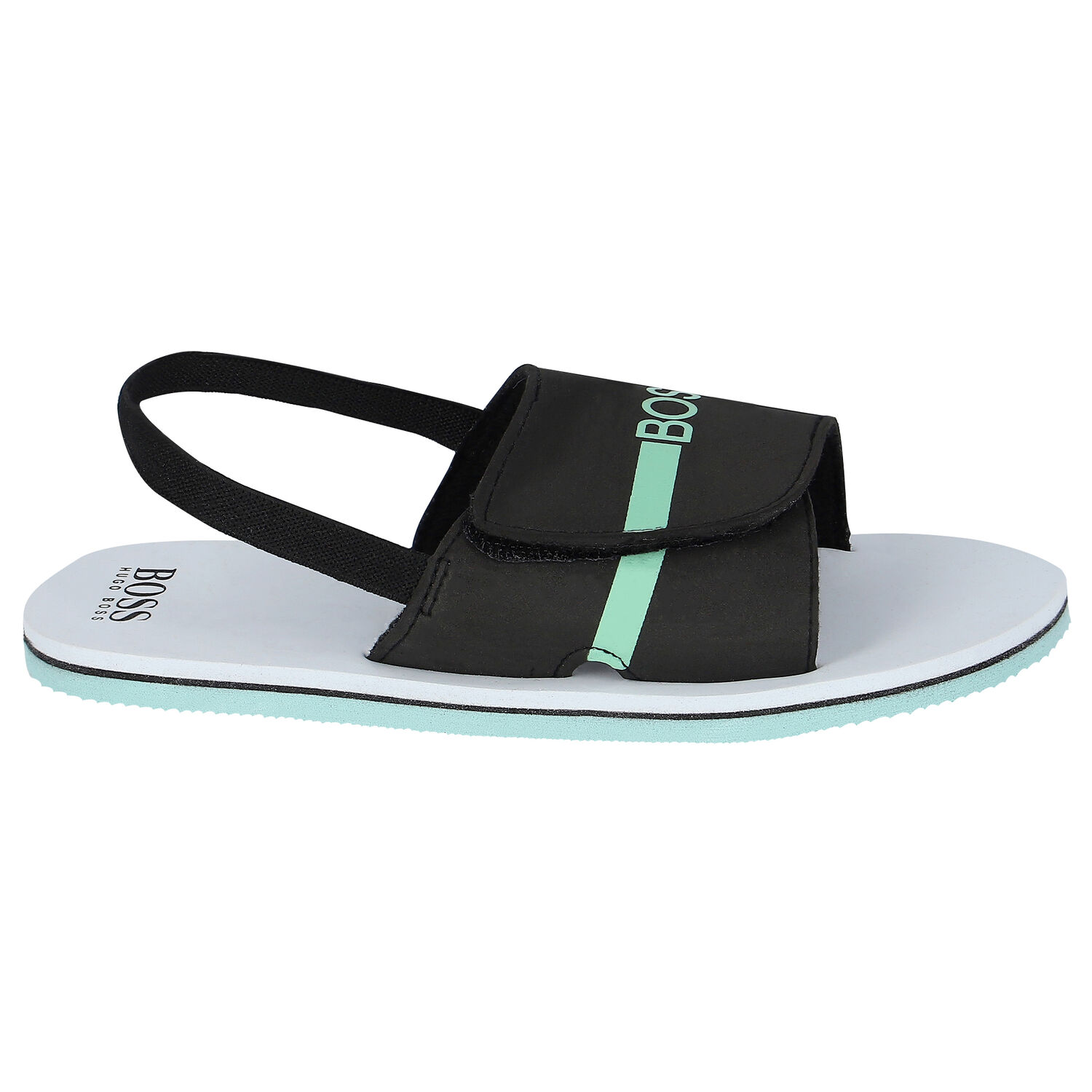 Younger Boys Black Logo Sandals, 1, hi-res