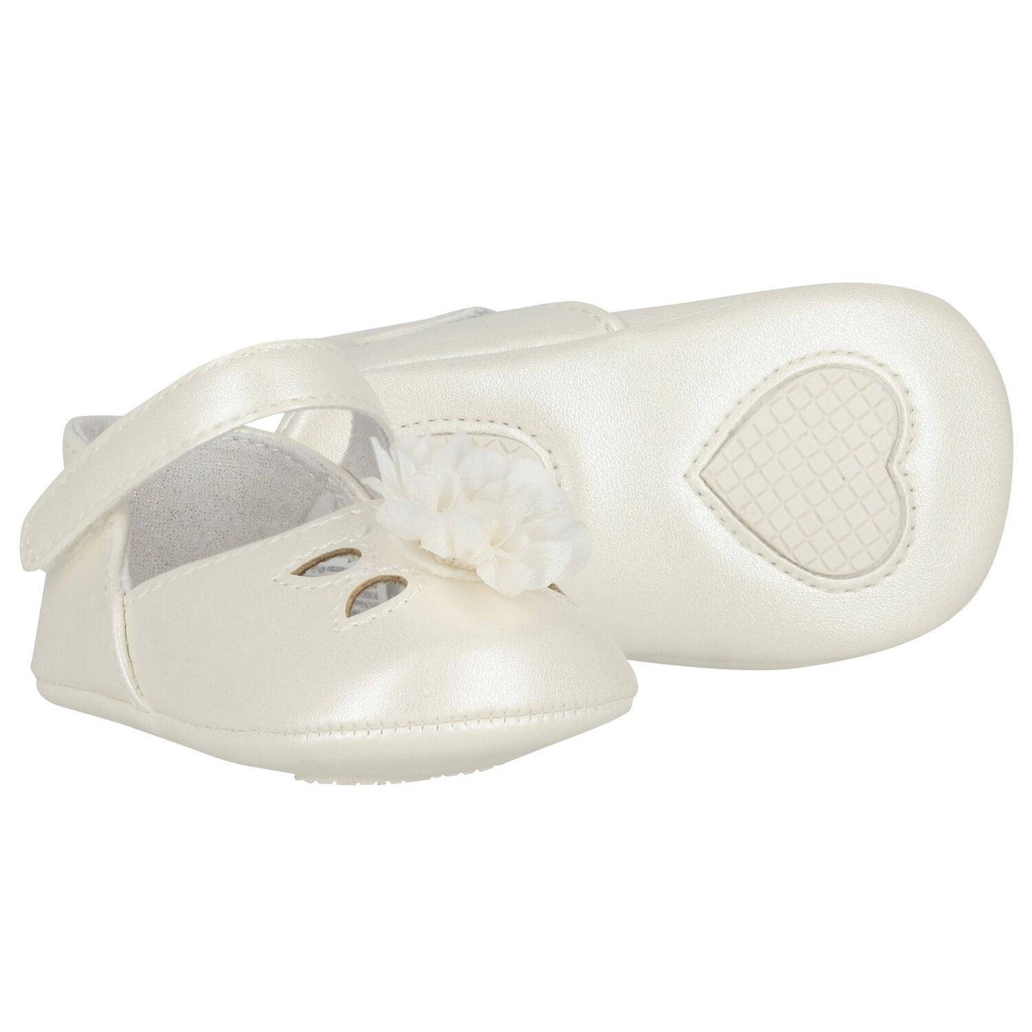 Baby Girls Ivory Flower Pre Walker Shoes, 1, hi-res