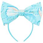 Girls Blue Pearl Bow Headband, 1, hi-res