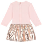 Younger Girls Pink & Metallic Rose Gold Dress, 1, hi-res