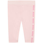 Younger Girls Pink Logo Leggings, 1, hi-res