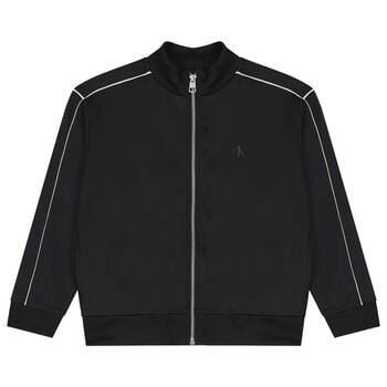 Boys Black Logo Zip Up Top
