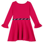 Girls Pink Long Sleeve Dress, 1, hi-res