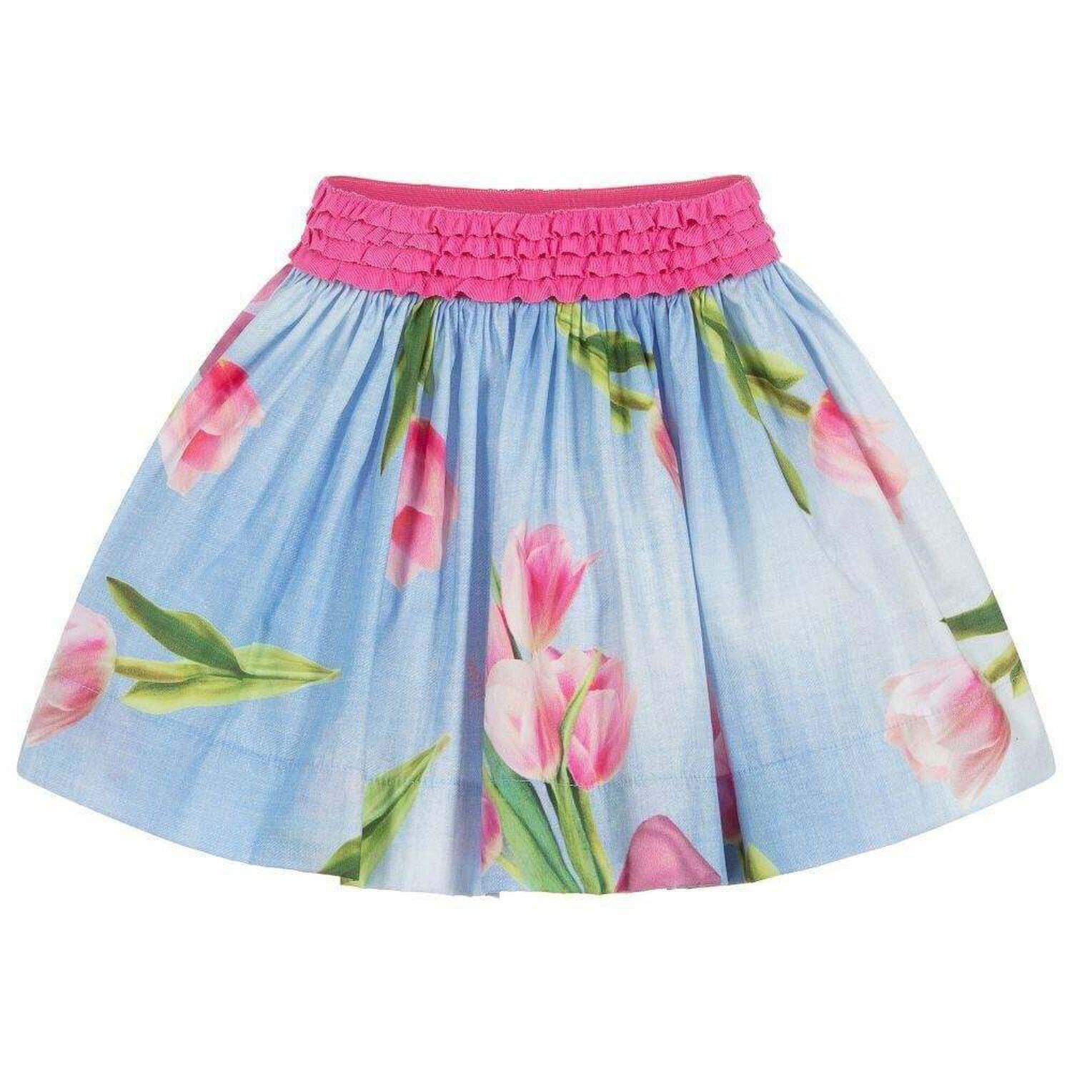Girls Pink & Blue Floral Skirt, 1, hi-res image number null